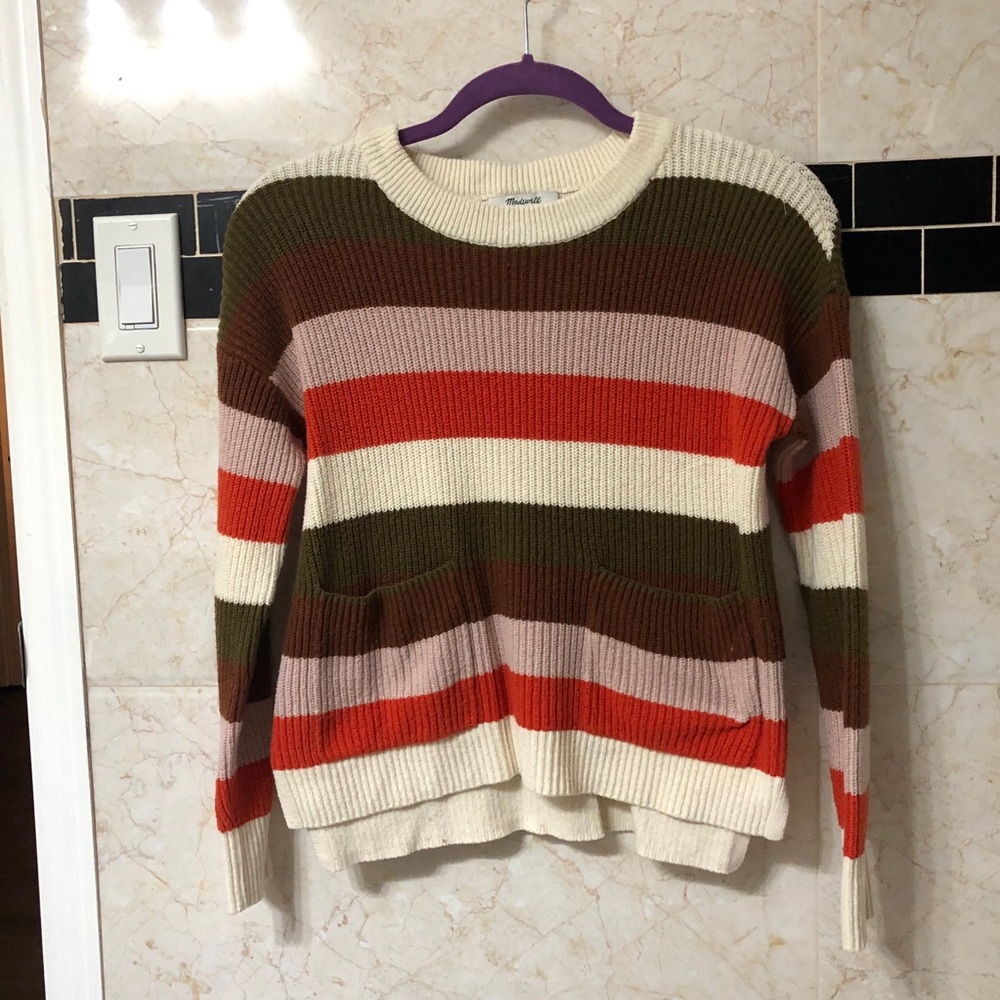 Madewell Patch Pocket Sweater Size XXS Stripes